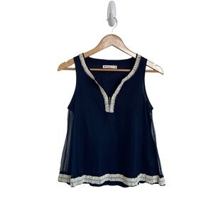 Paper Crane Navy Beaded Tank Blouse